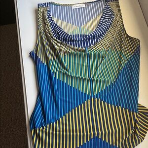 Calvin Klein Women's Vibrant drape neckline Striped Tank Top
